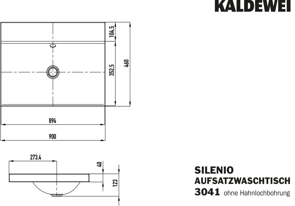 SILENIO AUFSATZWASCHTISCH (RANDHÖHE 40 MM)