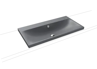 SILENIO Aufsatzwaschtisch (Randhöhe 40 mm), Mod.3041 900x460mm, cool grey 70, Perl-Effekt, Antidröhn mit Überlauf, Sichtteile schwarz matt 100