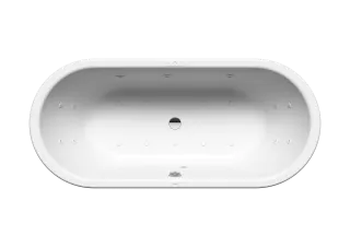 Badewanne CENTRO DUO OVAL, Mod.128, Combimassage BODY & SOUL Rechts, 1800x800mm, alpinweiss, Perl-Effekt Sichtteile chrom