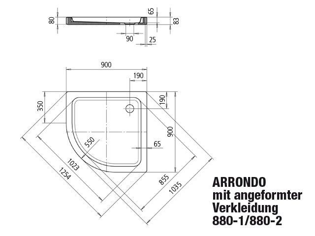 ARRONDO MIT ANGEFORMTER VERKLEIDUNG Duschwanne