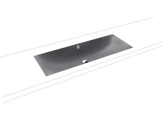 SILENIO UNTERBAUWASCHTISCH, Mod.3048 934x391mm, cool grey 70, Perl-Effekt, Antidröhn mit Überlauf, Sichtteile chrom
