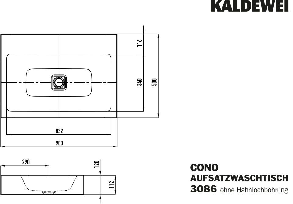 CONO AUFSATZWASCHTISCH (RANDHÖHE 120 MM)