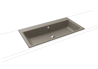 PURO EINBAUWASCHTISCH, Mod.3152 900x460mm, warm grey 60, Perl-Effekt, Antidröhn mit 1-er Hahnlochbohrung, mit Überlauf, Sichtteile schwarz matt 100