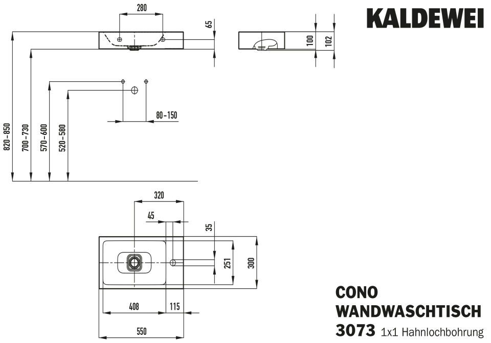 CONO WAND-HANDWASCHTISCH