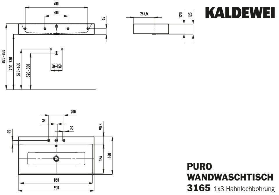 PURO WANDWASCHTISCH
