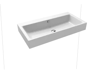 PURO WANDWASCHTISCH, Mod.3165 900x460mm, warm grey 60, Perl-Effekt, Antidröhn mit 3-er Hahnlochbohrung, mit Überlauf, Sichtteile schwarz matt 100