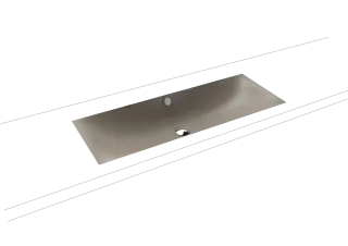 SILENIO UNTERBAUWASCHTISCH, Mod.3048 934x391mm, warm grey 60, Perl-Effekt, Antidröhn mit Überlauf, Sichtteile chrom