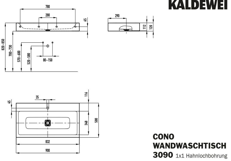 CONO WANDWASCHTISCH