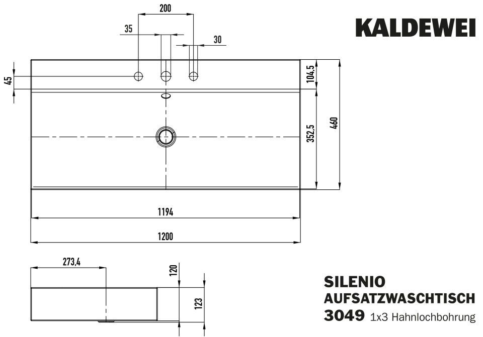 SILENIO AUFSATZWASCHTISCH (RANDHÖHE 120 MM)