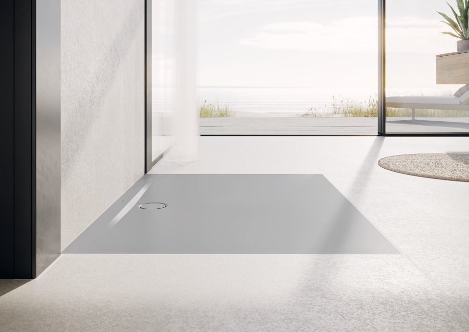Duschfläche SUPERPLAN ZERO MIT WANNENTRÄGER EXTRAFLACH, Mod.1512-5 700x800mm, cool grey 80, Secure Plus