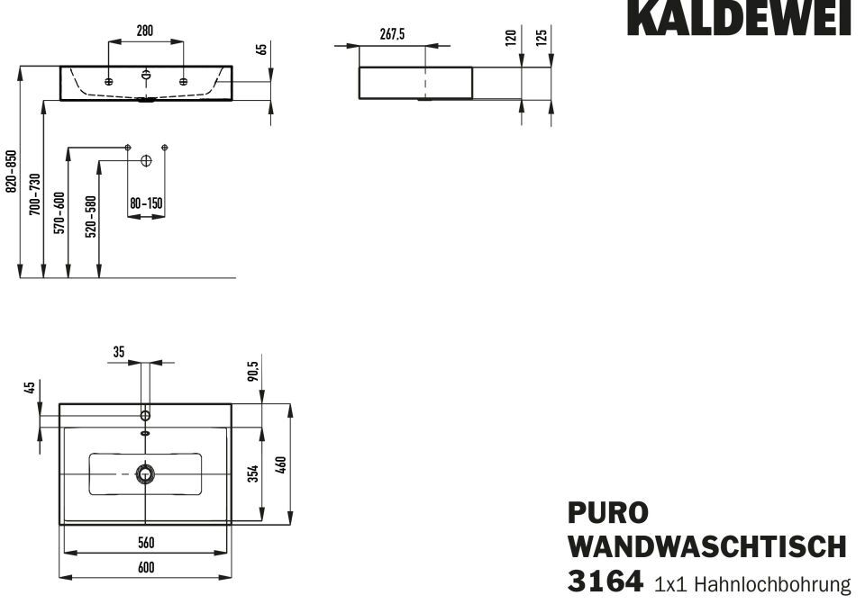 PURO WANDWASCHTISCH