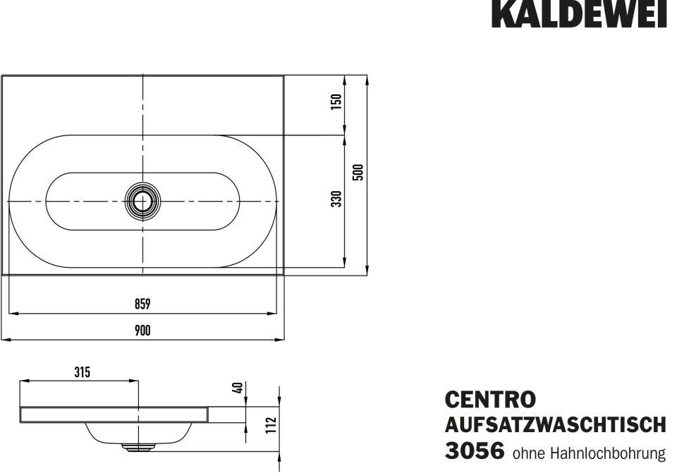 CENTRO AUFSATZWASCHTISCH (RANDHÖHE 40MM)