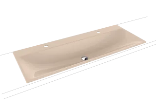 SILENIO EINBAU-DOPPELWASCHTISCH, Mod.3039-D 1200x 460mm, bahamabeige, Perl-Effekt, Antidröhn mit 2x 1-er Hahnlochbohrung für Doppelwaschtisch, ohne Überlauf