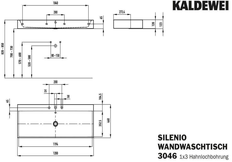 SILENIO WANDWASCHTISCH