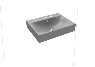 SILENIO WANDWASCHTISCH, Mod.3044 600x460mm, cool grey 30, Perl-Effekt, Antidröhn mit 3-er Hahnlochbohrung, mit Überlauf, Sichtteile chrom