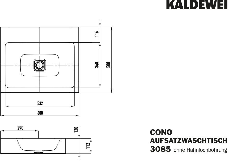 CONO AUFSATZWASCHTISCH (RANDHÖHE 120 MM)