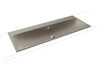 SILENIO EINBAU-DOPPELWASCHTISCH, Mod.3039-D 1200x 460mm, warm grey 60, Perl-Effekt, Antidröhn mit 2x 1-er Hahnlochbohrung für Doppelwaschtisch, ohne Überlauf