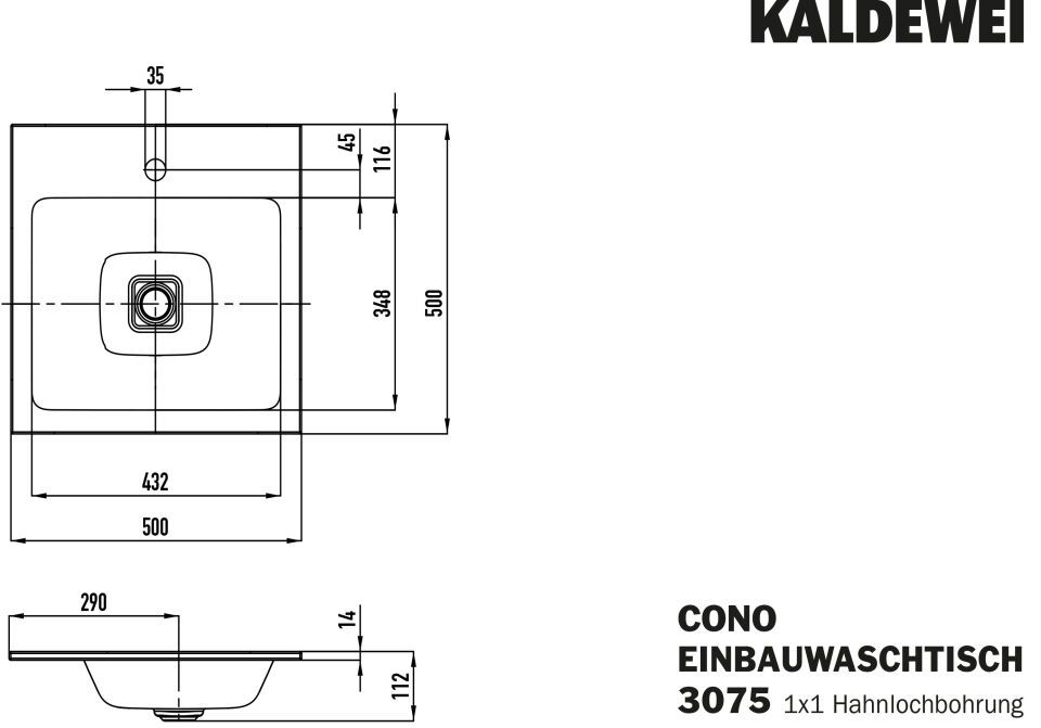 CONO EINBAUWASCHTISCH