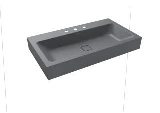 CONO WANDWASCHTISCH, Mod.3090 900x500mm, cool grey 70, Perl-Effekt, Antidröhn mit 3-er Hahnlochbohrung, ohne Überlauf