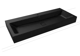 CONO WANDWASCHTISCH, Mod.3091 1200x500mm, schwarz matt 100, Perl-Effekt, Antidröhn mit 1-er Hahnlochbohrung, ohne Überlauf