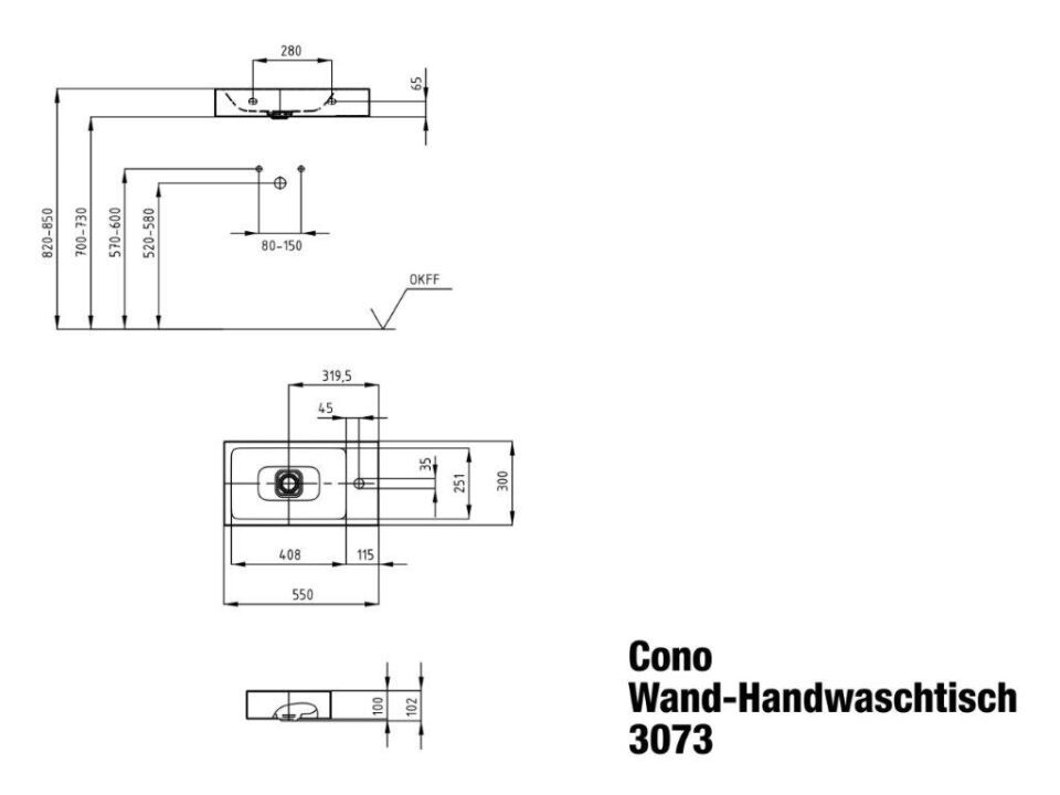 CONO WAND-HANDWASCHTISCH
