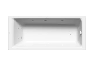 Badewanne PURO, Mod.653, Aquamassage FULL BODY, Rechts Multiplex Trio, 1800x800mm, alpinweiß, Perl-Effekt Sichtteile chrom