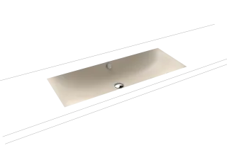 SILENIO UNTERBAUWASCHTISCH, Mod.3048 934x391mm, warm beige 20, Perl-Effekt, Antidröhn mit Überlauf , Sichtteile chrom