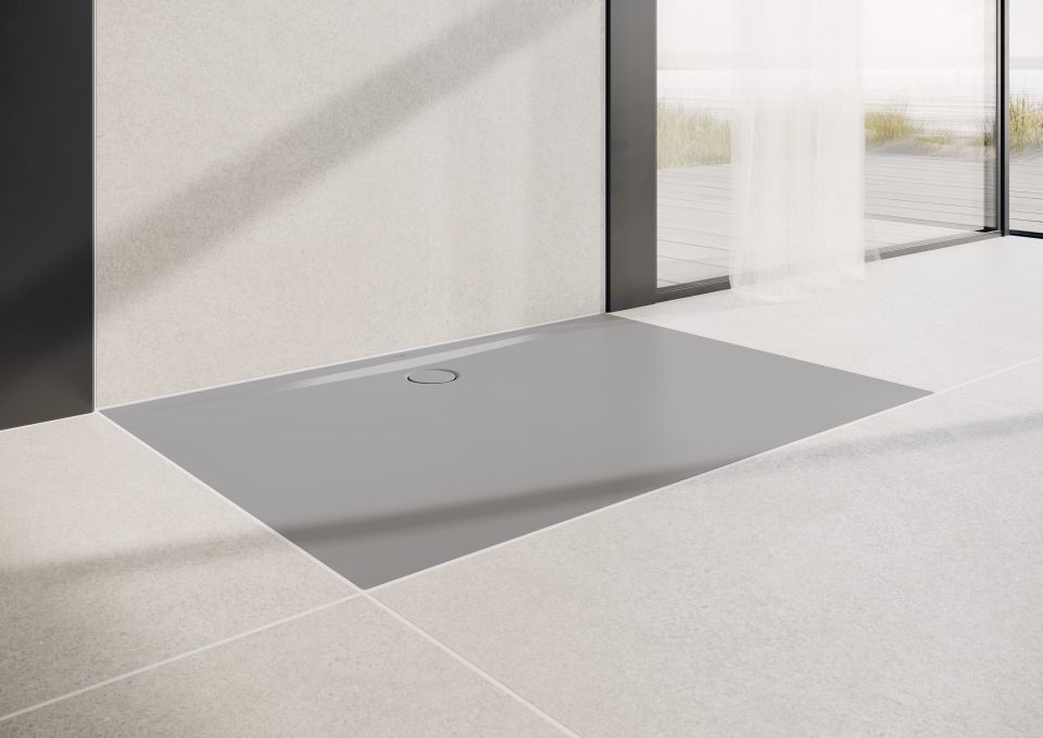 Duschfläche SUPERPLAN ZERO MIT WANNENTRÄGER EXTRAFLACH, Mod.1512-5 700x800mm, cool grey 80, Secure Plus