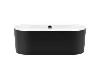 Badewanne CLASSIC DUO OVAL freistehend, Mod.113-7 1700x750mm schwarz, Perl-Effekt, Verkleidungsträger alpinweiß matt
