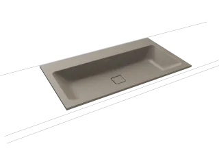 CONO EINBAUWASCHTISCH, Mod.3081 900x500mm, warm grey 60, Perl-Effekt, Antidröhn mit 1-er Hahnlochbohrung, ohne Überlauf