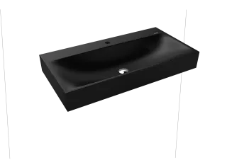 SILENIO WANDWASCHTISCH, Mod.3045 900x460mm, schwarz matt 100, Perl-Effekt, Antidröhn mit 1-er Hahnlochbohrung, ohne Überlauf