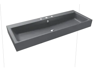 PURO WANDWASCHTISCH, Mod.3167 1200x460mm, cool grey 70, Perl-Effekt, Antidröhn mit 3-er Hahnlochbohrung, mit Überlauf, Sichtteile chrom