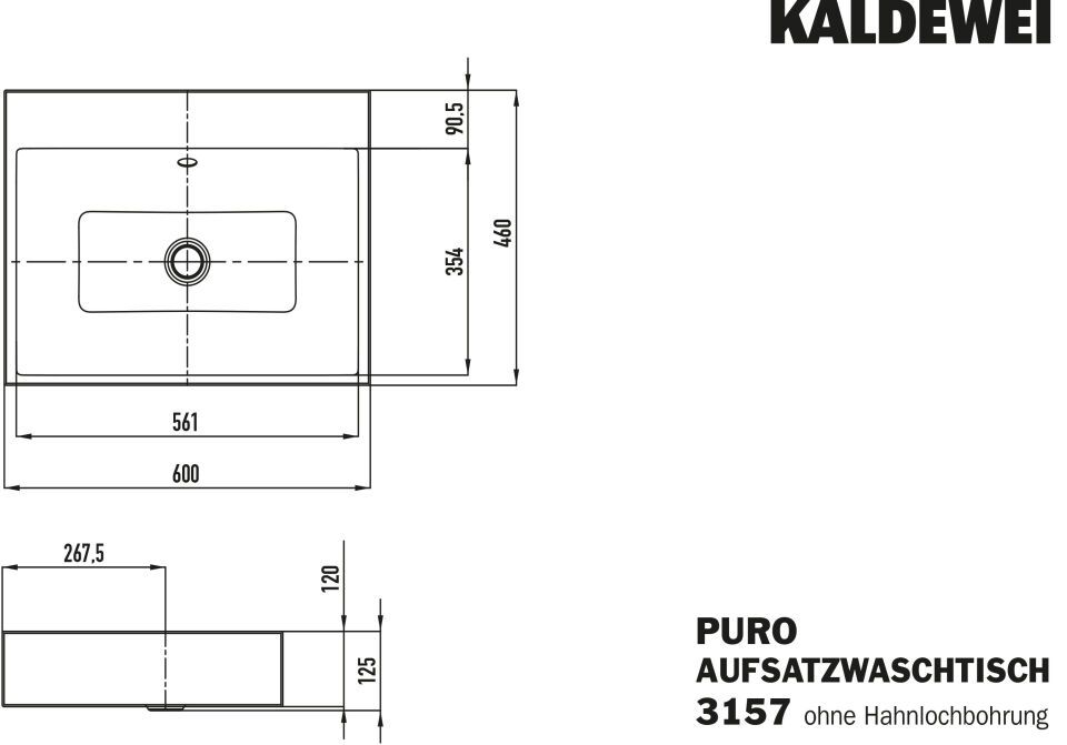 PURO AUFSATZWASCHTISCH (RANDHÖHE 120 MM)