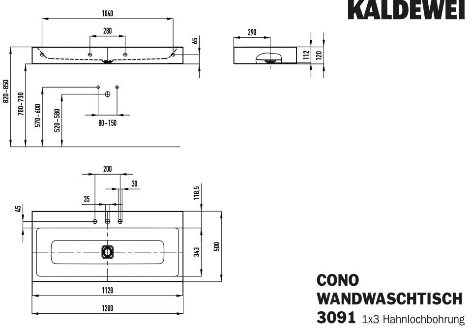 CONO WANDWASCHTISCH