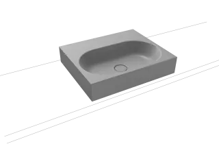 CENTRO AUFSATZWASCHTISCH (RANDHÖHE 120 MM), Mod.3057 600x500mm, cool grey 30, Perl-Effekt, Antidröhn ohne Überlauf