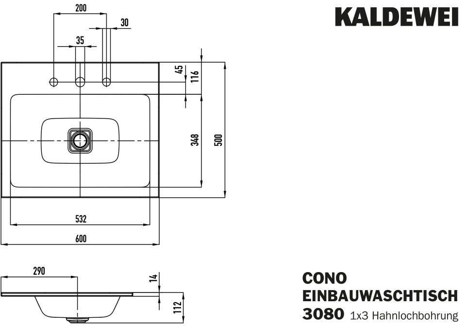 CONO EINBAUWASCHTISCH