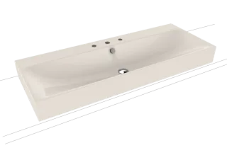 SILENIO WT Aufsatzwaschtisch, Mod.3049 1200x460mm pergamon, Perl-Effekt, Antidröhn, mit 3-er Hahnlochbohrung