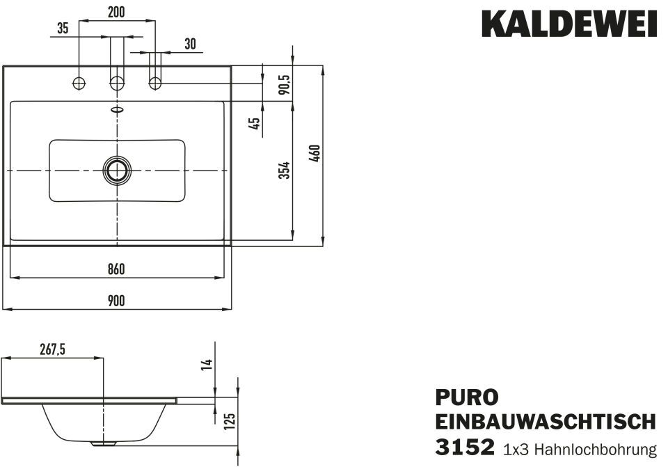PURO EINBAUWASCHTISCH