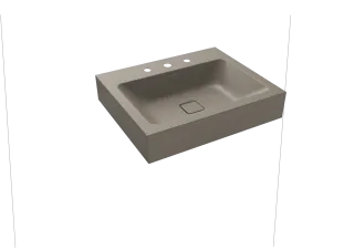 CONO WANDWASCHTISCH, Mod.3089 600x500mm, warm grey 60, Perl-Effekt, Antidröhn mit 3-er Hahnlochbohrung, ohne Überlauf