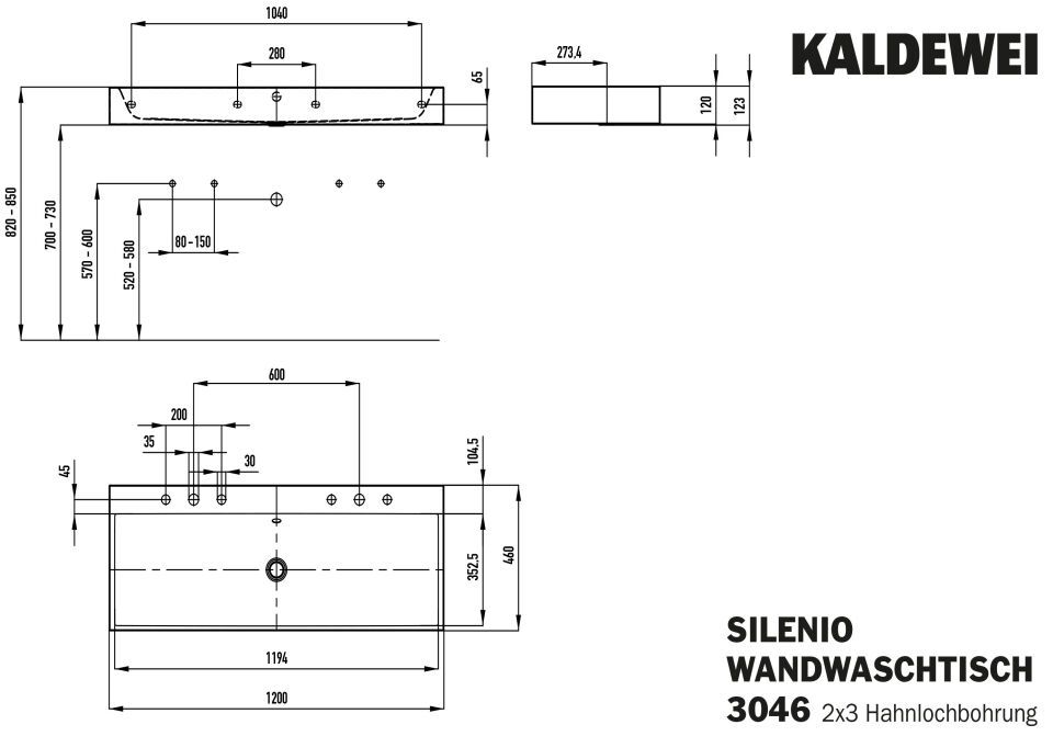 SILENIO WAND-DOPPELWASCHTISCH