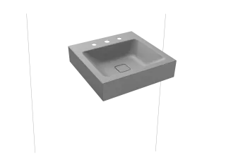 CONO WANDWASCHTISCH, Mod.3079 500x500mm, cool grey 30, Perl-Effekt, Antidröhn mit 3-er Hahnlochbohrung, ohne Überlauf