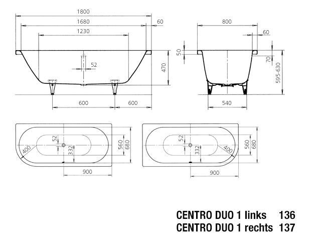 CENTRO DUO 1 LINKS Badewanne