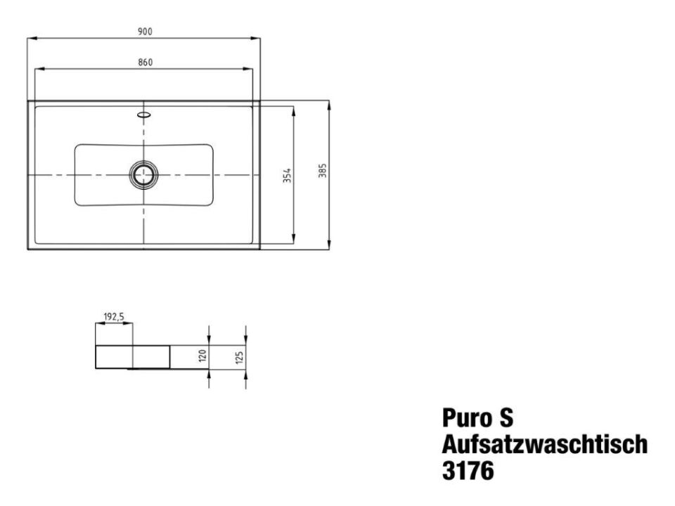PURO S AUFSATZWASCHTISCH (RANDHÖHE 120 MM)