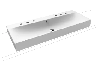 SILENIO AUFSATZ-DOPPELWASCHTISCH (RANDHÖHE 120 MM) Mod.3049-D,1200x460mm,alpinweiß matt,Perl-Effekt, Antidröhn,mit 2x3-er Hahnlochborhung für Doppelwaschtisch,mit Überlauf,chr