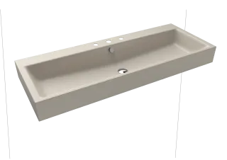 PURO WANDWASCHTISCH, Mod.3167 1200x460mm, warm grey 10, Perl-Effekt, Antidröhn mit 3-er Hahnlochbohrung, mit Überlauf, Sichtteile chrom