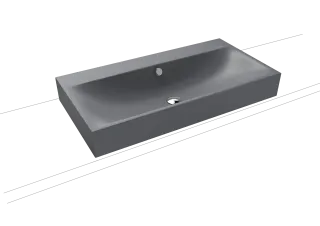 SILENIO AUFSATZWASCHTISCH (RANDHÖHE 120 MM), Mod.3043 900x460mm, cool grey 70, Perl-Effekt, Antidröhn mit Überlauf, Sichtteile chrom