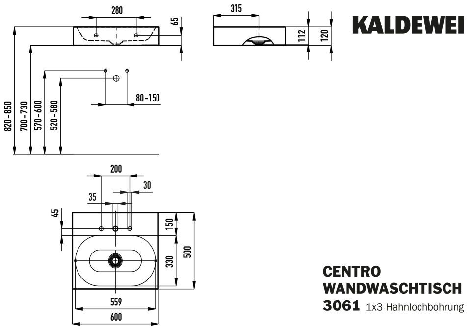 CENTRO WANDWASCHTISCH