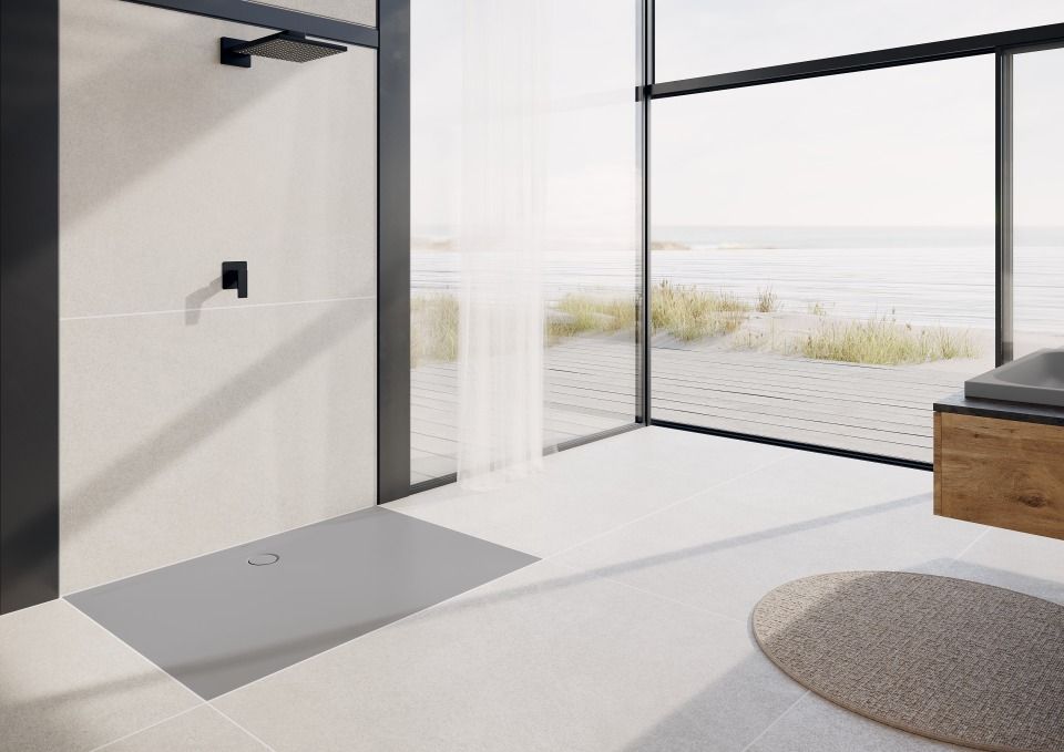 Duschfläche SUPERPLAN ZERO MIT WANNENTRÄGER EXTRAFLACH, Mod.1512-5 700x800mm, cool grey 80, Secure Plus