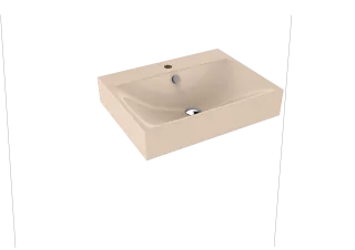 SILENIO WANDWASCHTISCH, Mod.3044 600x460mm, bahamabeige, Perl-Effekt, Antidröhn mit 1-er Hahnlochbohrung, mit Überlauf, Sichtteile chrom