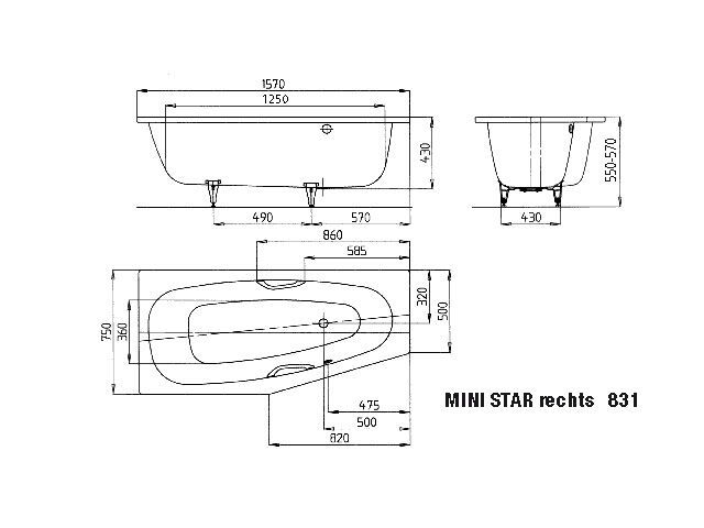 MINI STAR RECHTS Badewanne